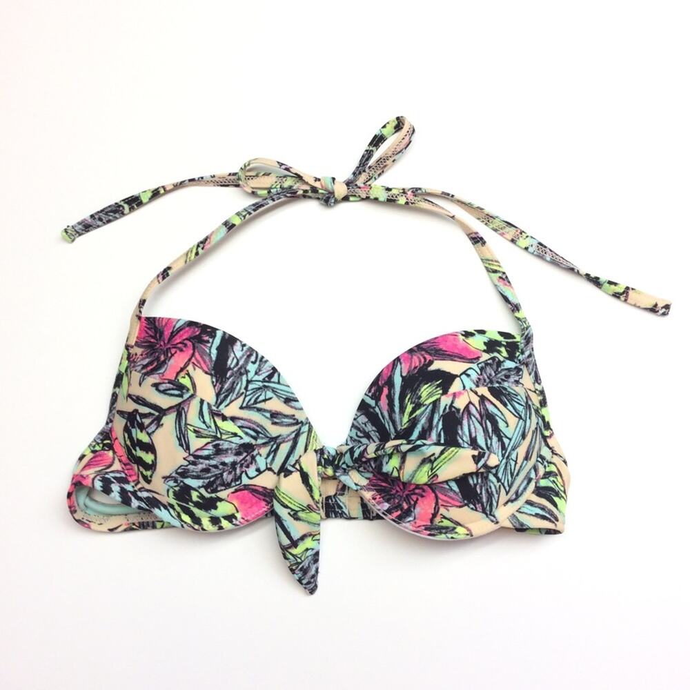 Bikini Swimsuit Top XS Floral Tropical Print